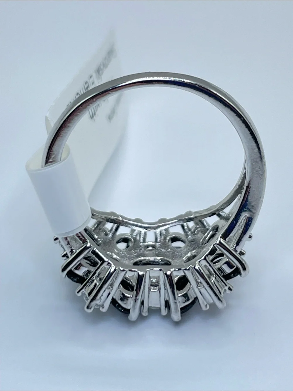 Swarovski Crystal Elements Black White Crystal Floral Cluster Ring Sz 9